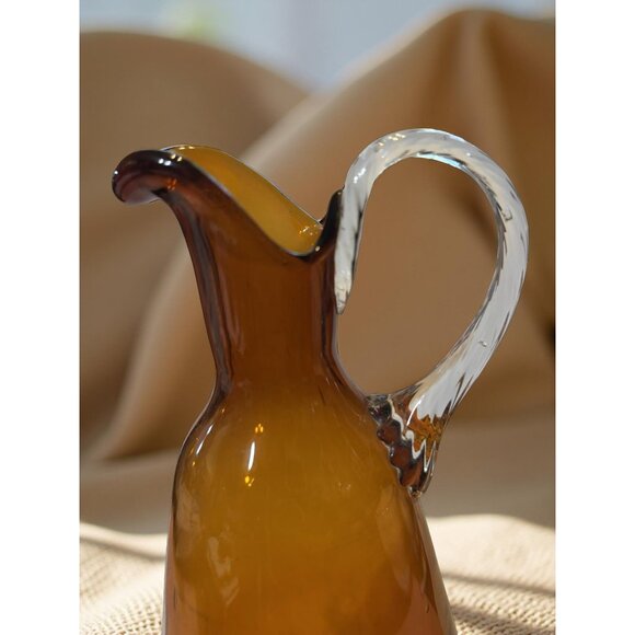 Vintage Pilgrim Art Glass Amberina Ewer – 10.25" Blown Glass Pitcher with Clear - Picture 2 of 10